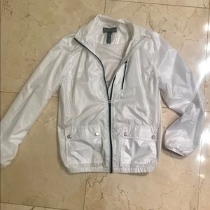 Ralph Lauren White silky WIND BREAKER front zipper